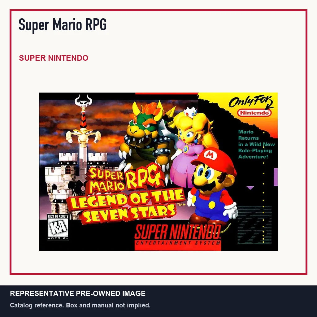 Representative pre-owned Super Mario RPG (Super Nintendo), minimal product layout.