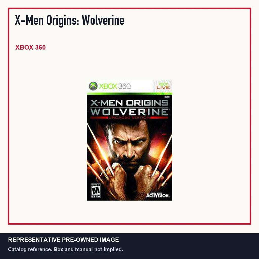 Representative pre-owned X-Men Origins: Wolverine (Xbox 360), minimal product layout.
