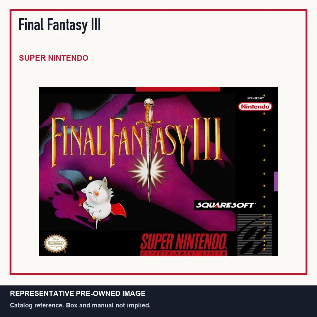 Representative pre-owned Final Fantasy III (Super Nintendo), minimal product layout.
