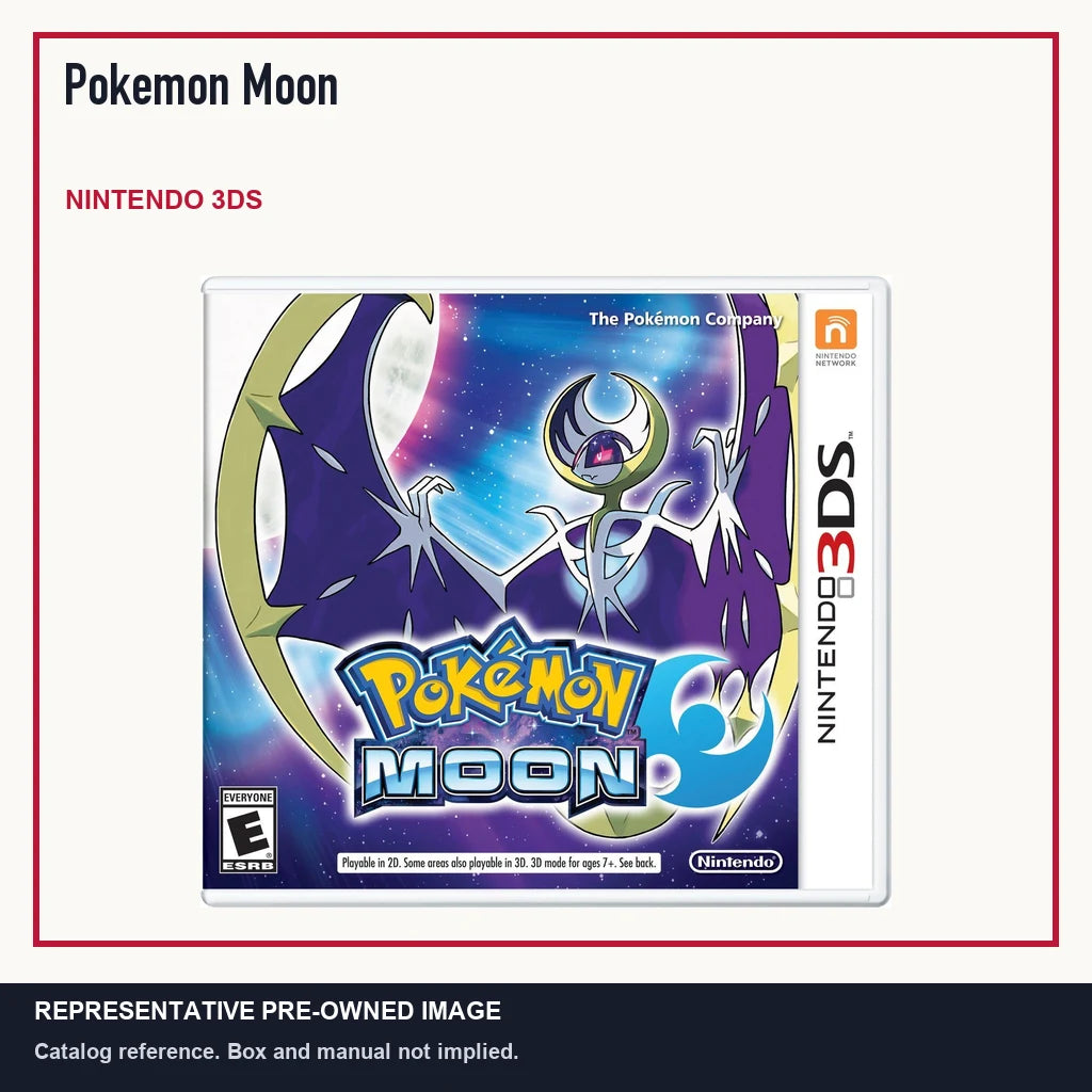 Representative pre-owned Pokemon Moon (Nintendo 3DS), minimal product layout.