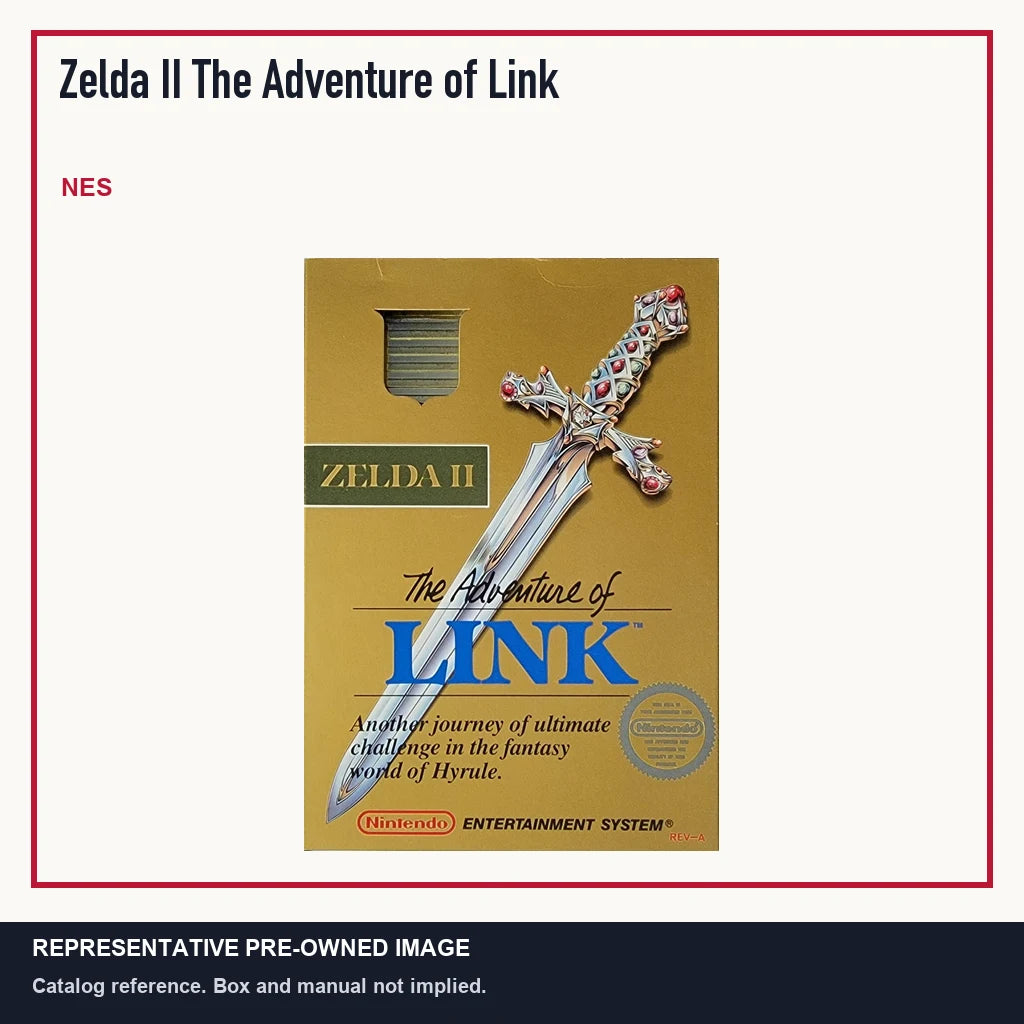 Representative pre-owned Zelda II The Adventure of Link (NES), minimal product layout.