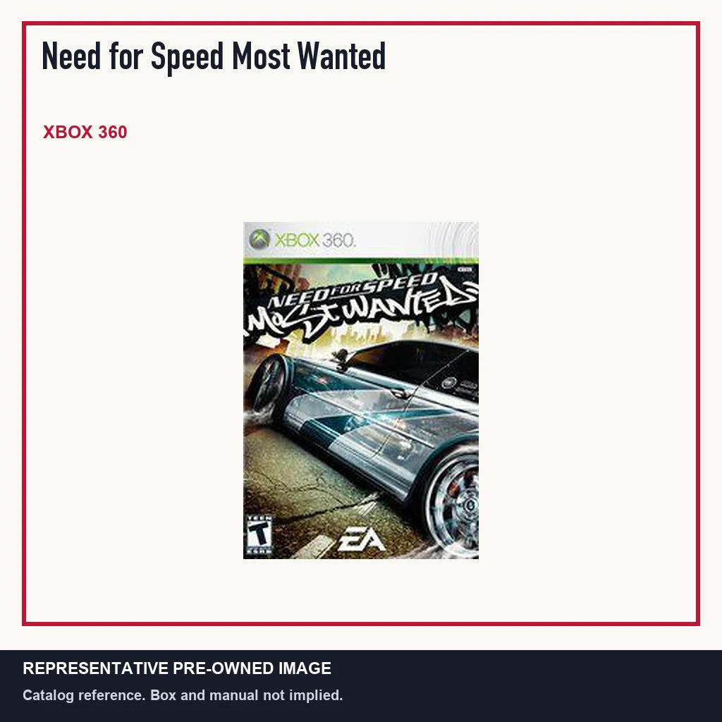 Representative pre-owned Need for Speed Most Wanted (Xbox 360), minimal product layout.