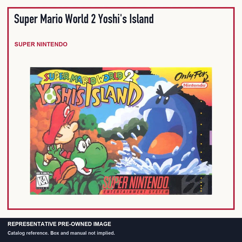 Representative pre-owned Super Mario World 2 Yoshi's Island (Super Nintendo), minimal product layout.