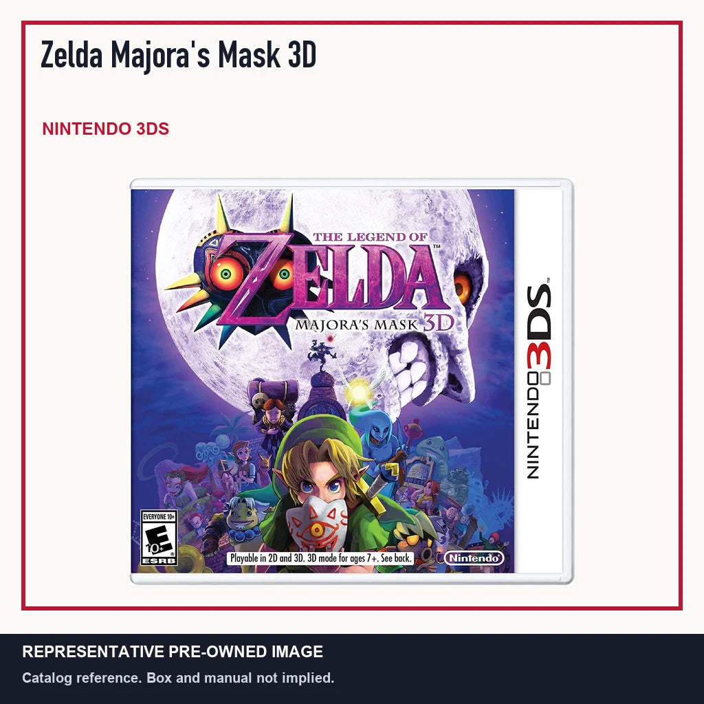 Representative pre-owned Zelda Majora's Mask 3D (Nintendo 3DS), minimal product layout.