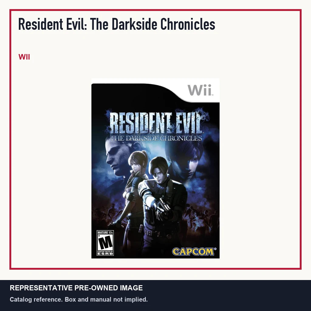 Representative pre-owned Resident Evil: The Darkside Chronicles (Wii), minimal product layout.