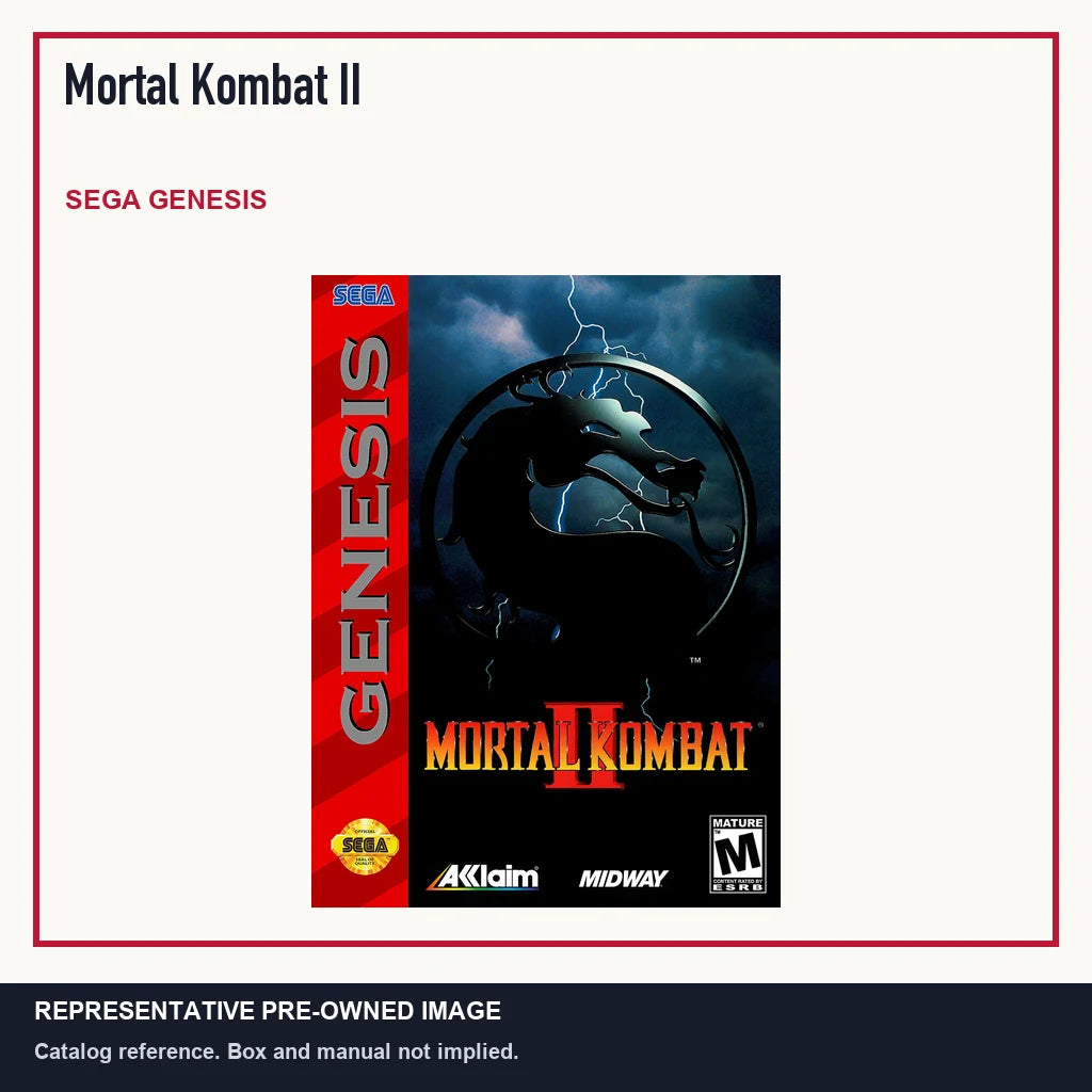 Representative pre-owned Mortal Kombat II (Sega Genesis), minimal product layout.