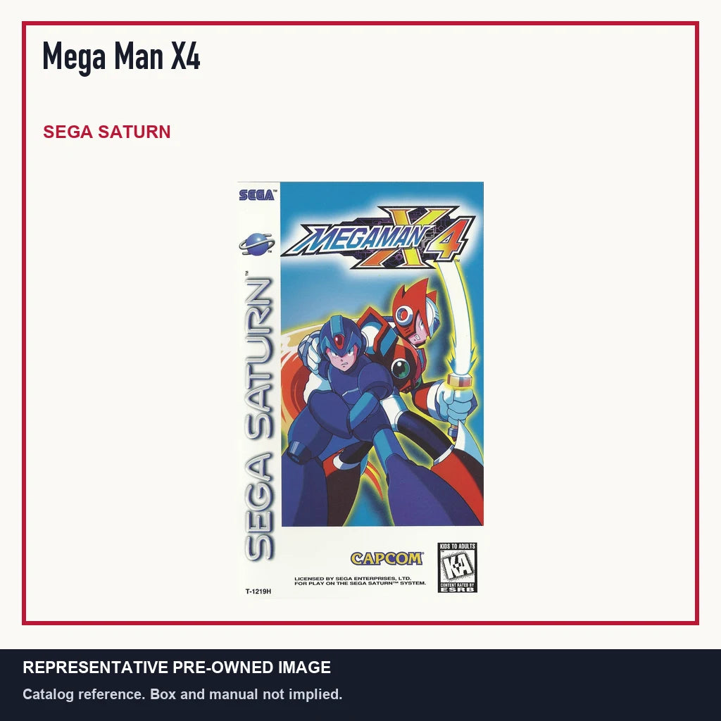 Representative pre-owned Mega Man X4 (Sega Saturn), minimal product layout.