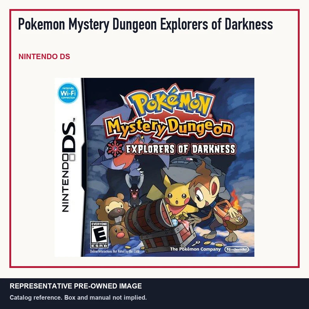 Representative pre-owned Pokemon Mystery Dungeon Explorers of Darkness (Nintendo DS), minimal product layout.