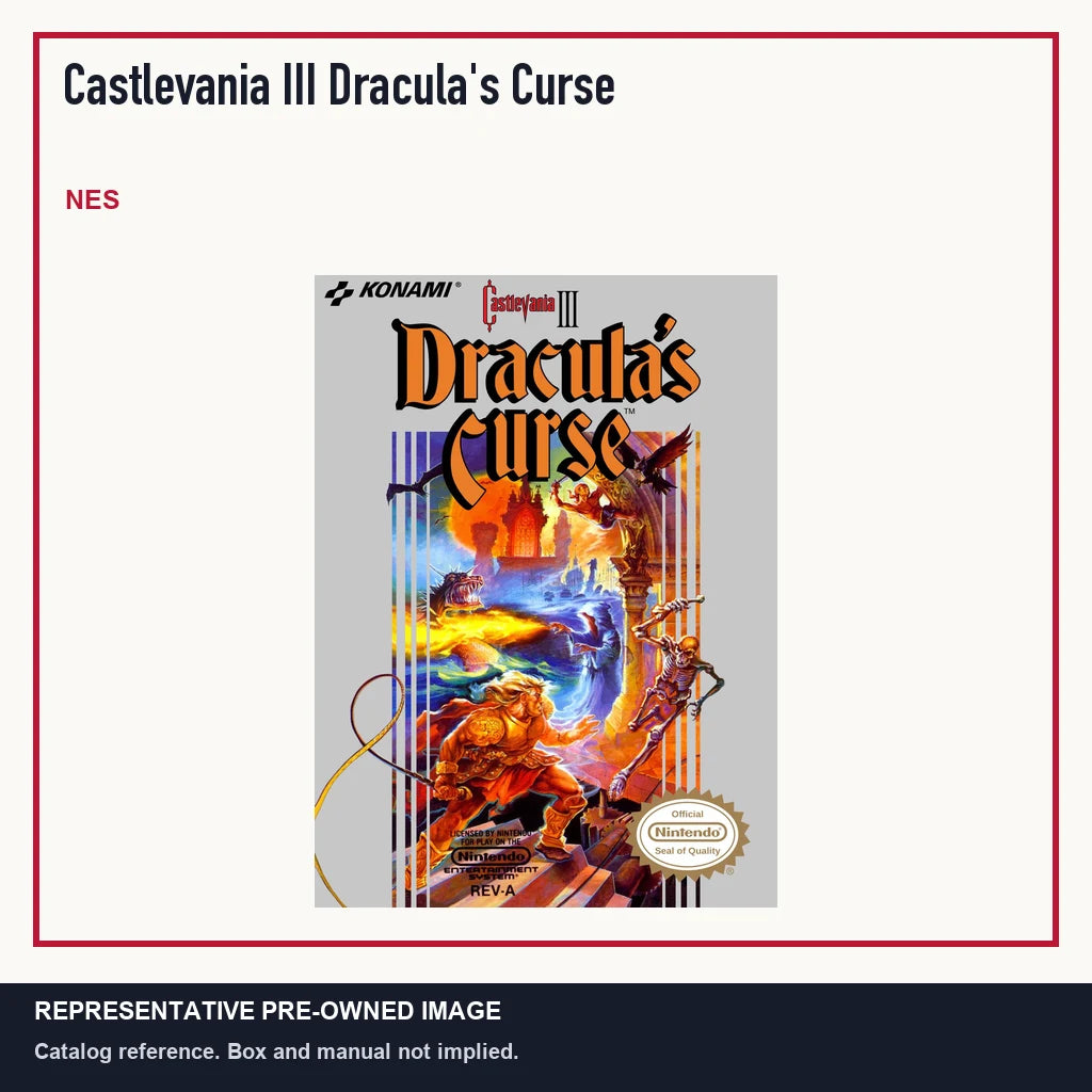 Representative pre-owned Castlevania III Dracula's Curse (NES), minimal product layout.