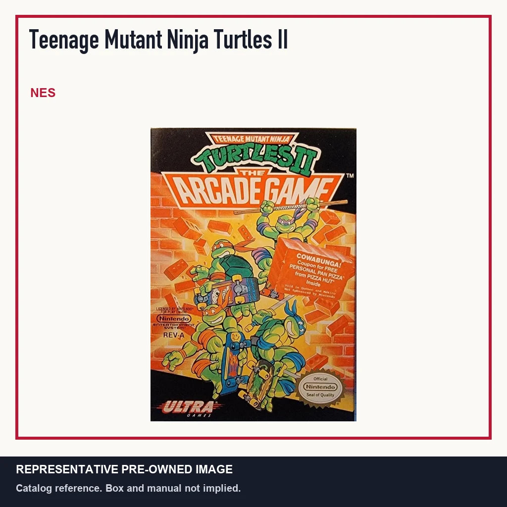 Representative pre-owned Teenage Mutant Ninja Turtles II (NES), minimal product layout.