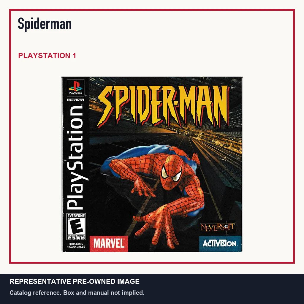 Representative pre-owned Spiderman (PlayStation 1), minimal product layout.