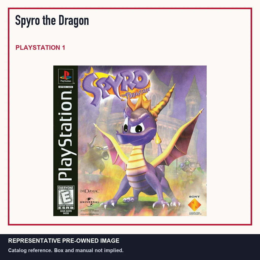 Representative pre-owned Spyro the Dragon (PlayStation 1), minimal product layout.