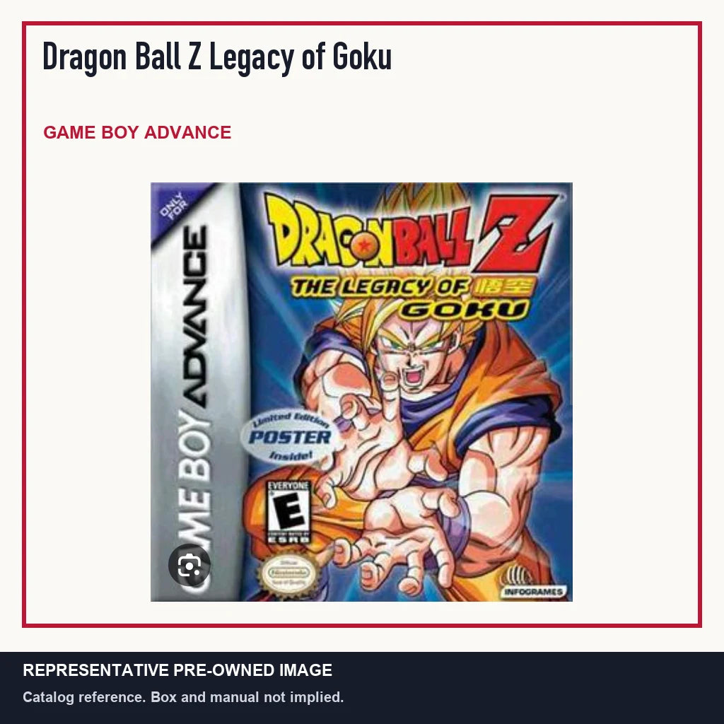 Representative pre-owned Dragon Ball Z Legacy of Goku (Game Boy Advance), minimal product layout.