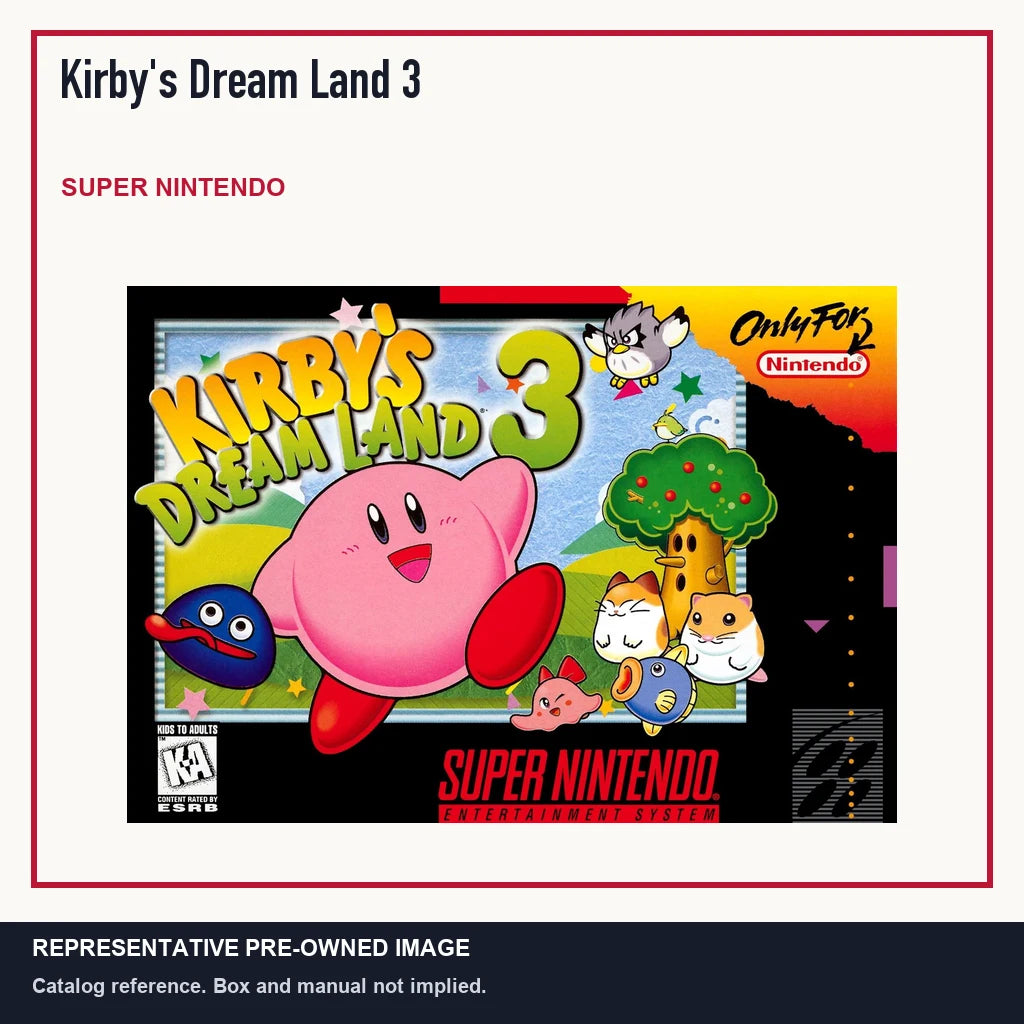 Representative pre-owned Kirby's Dream Land 3 (Super Nintendo), minimal product layout.