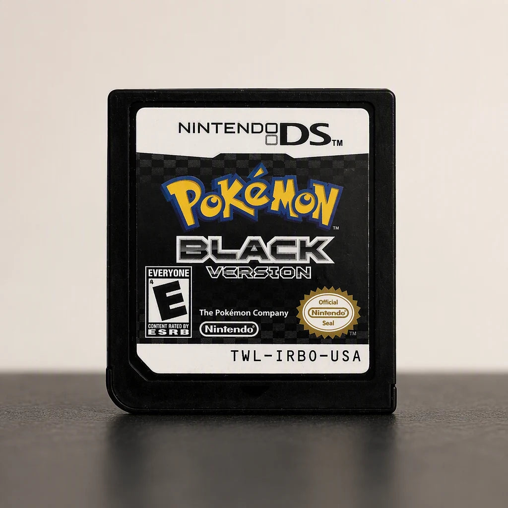 Representative Pokémon Black Version for Nintendo DS with the physical game format identified
