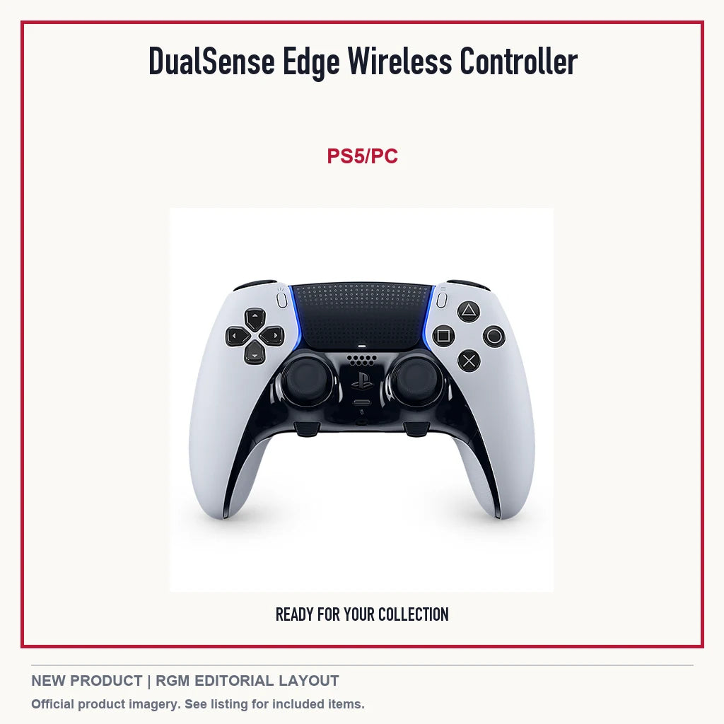 DualSense Edge Wireless Controller, minimal product presentation.