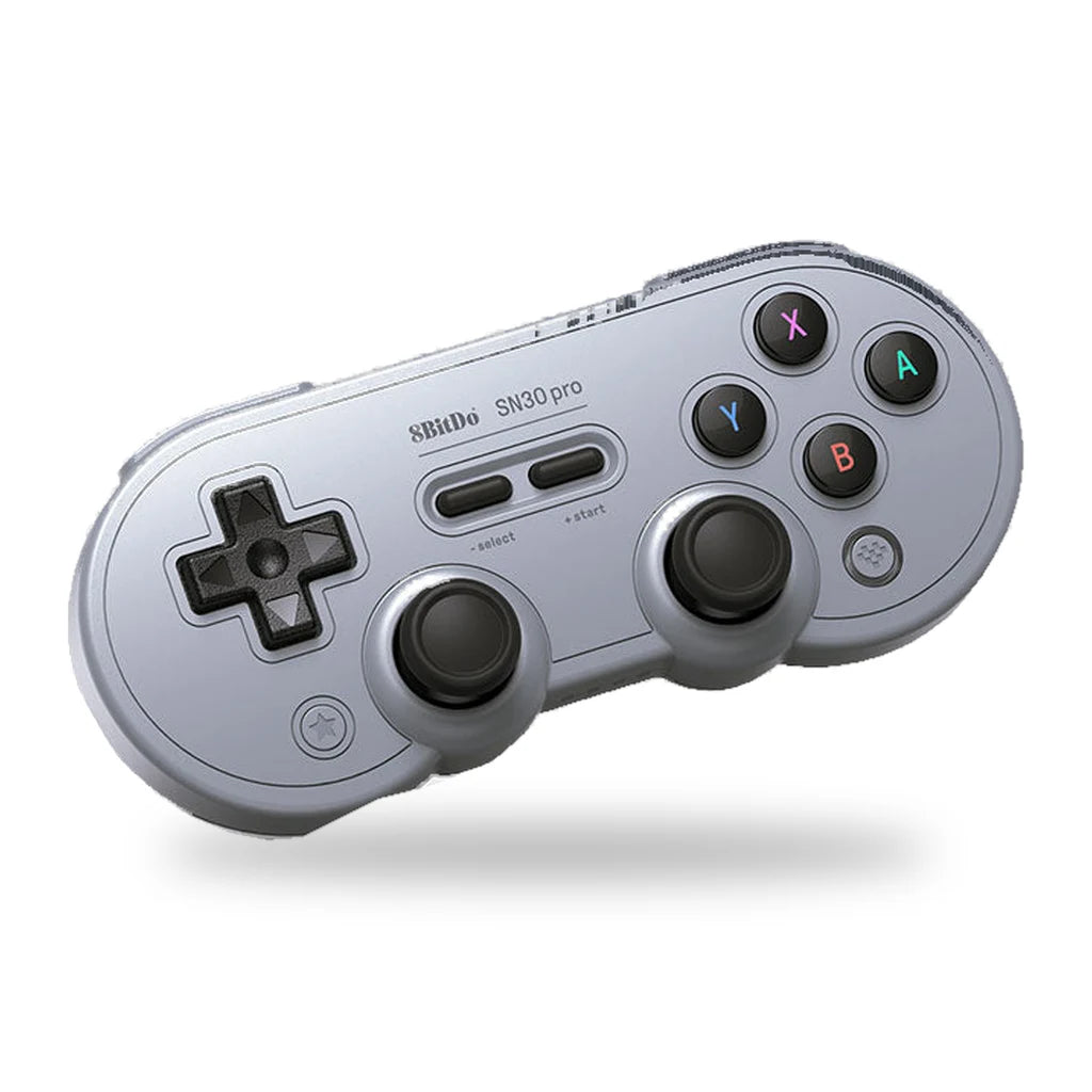 Gray 8BitDo SN30 Pro Hall Effect controller on a clean white background.