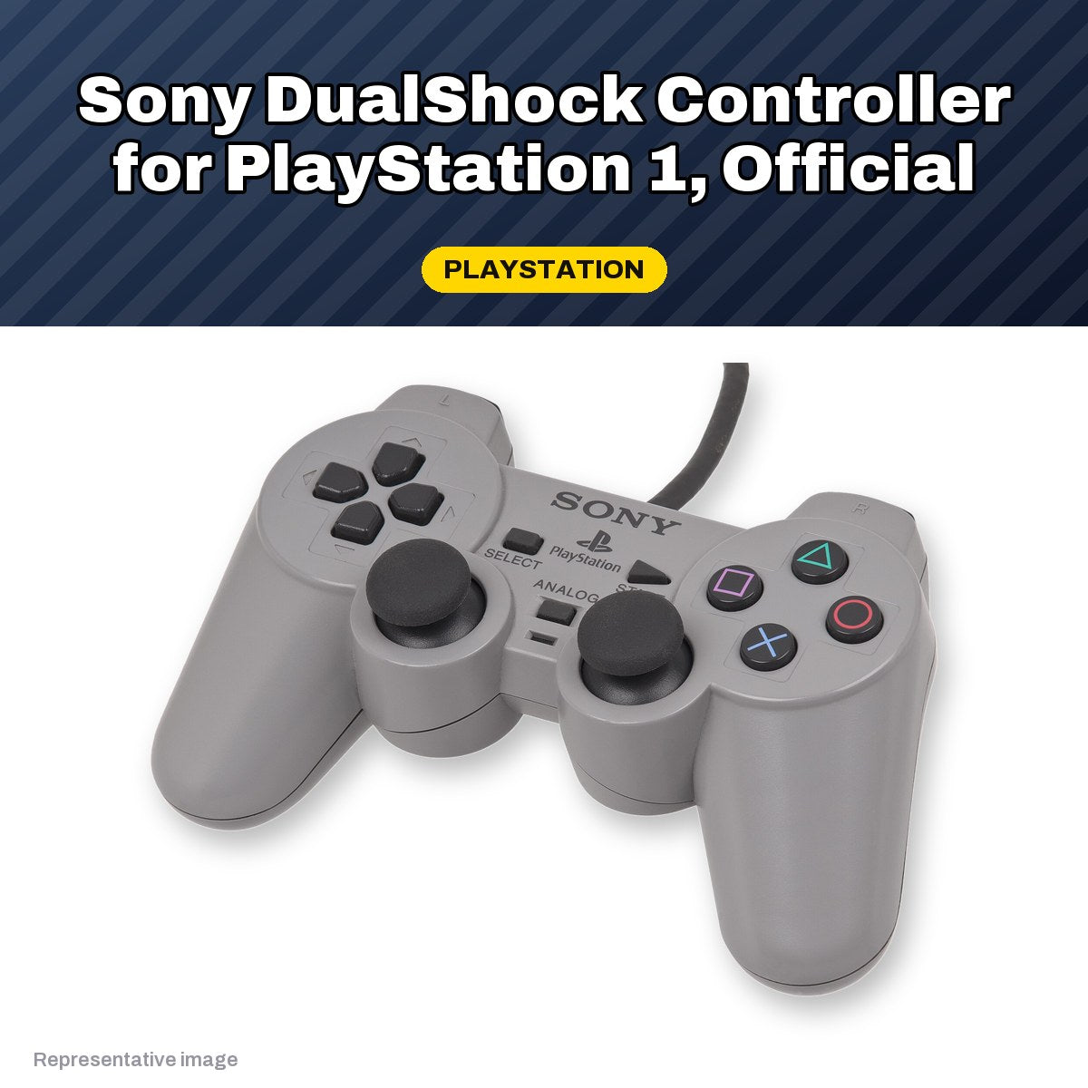 Representative Sony DualShock controller for PlayStation 1, pre-owned, view 2