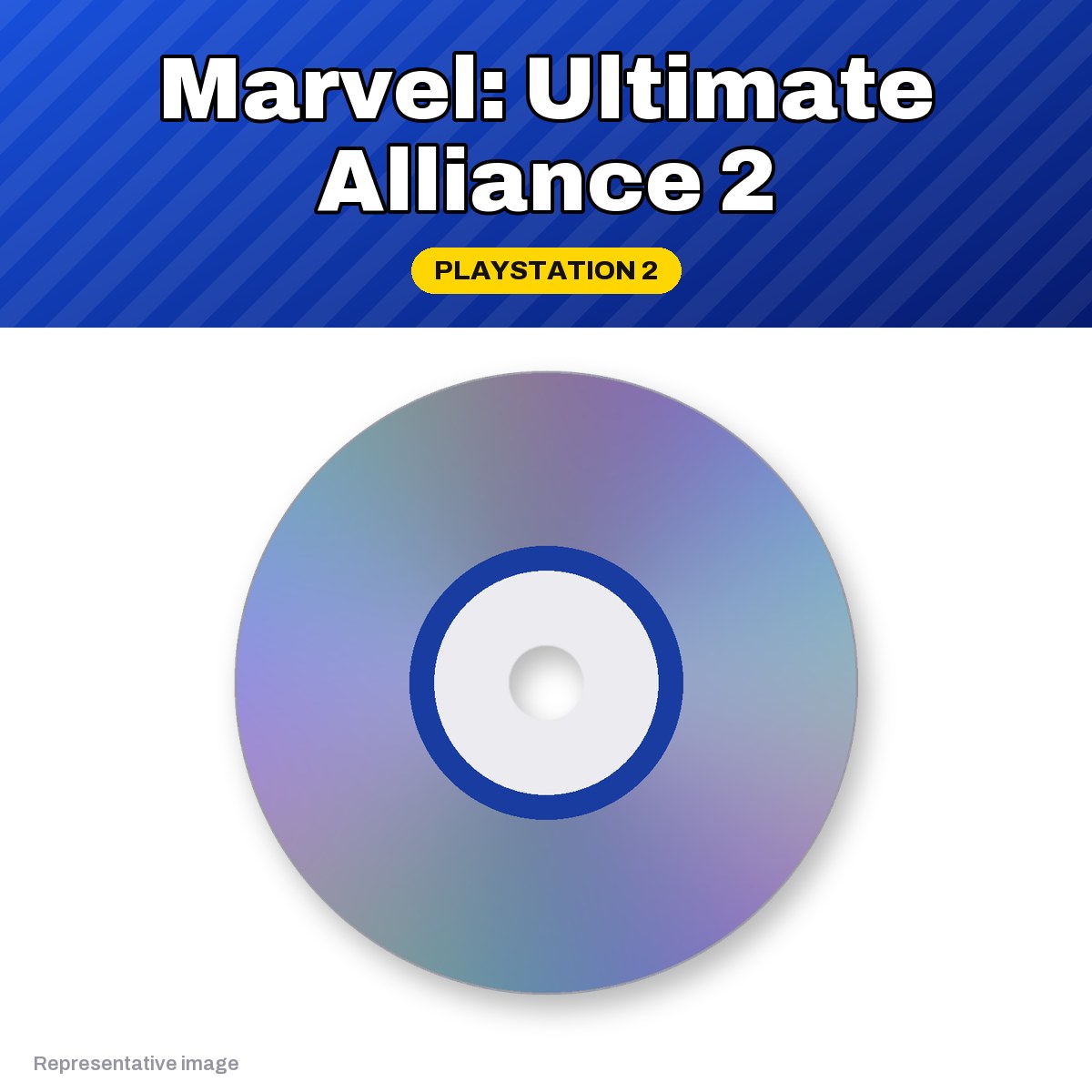 Representative Marvel: Ultimate Alliance 2 PlayStation 2 game disc, pre-owned