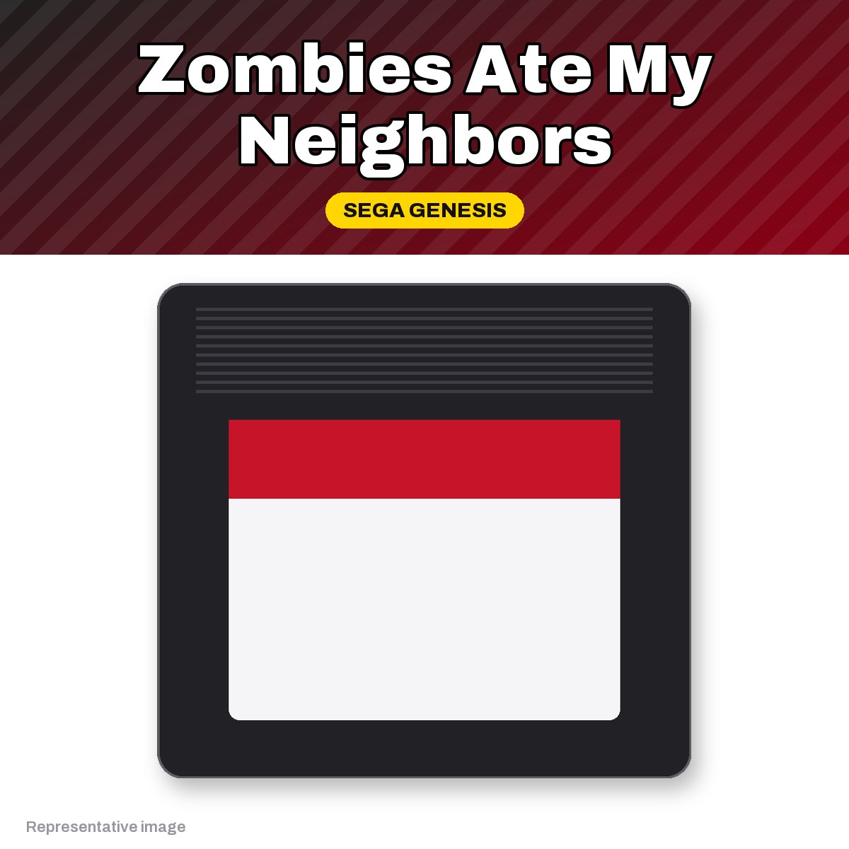 Representative Zombies Ate My Neighbors Sega Genesis cartridge, pre-owned