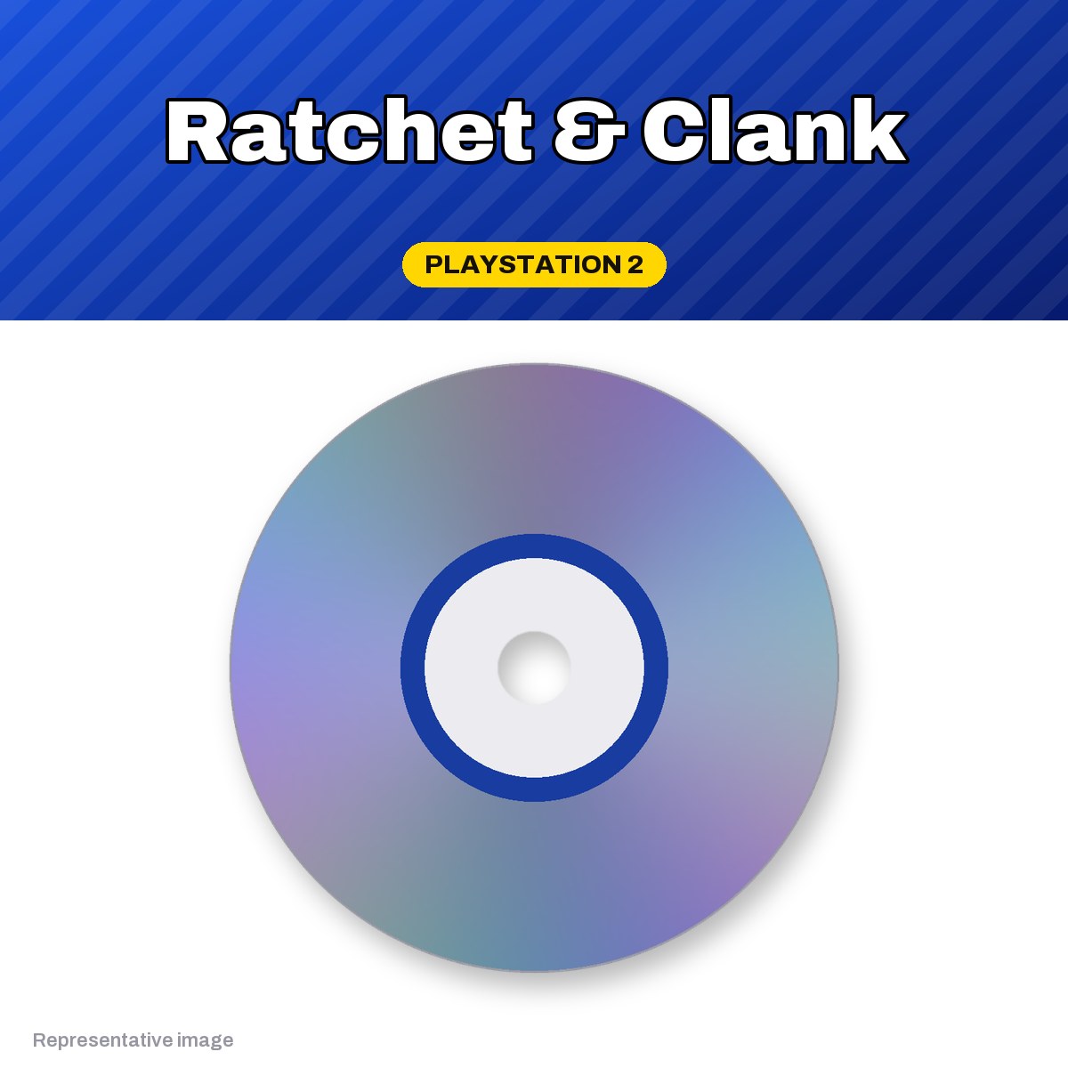 Representative Ratchet & Clank PS2 game disc, pre-owned