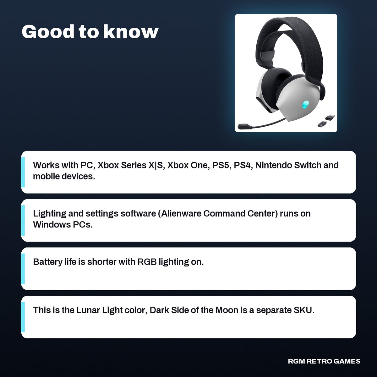 Alienware AW725H Tri-Mode Wireless Gaming Headset - Lunar Light, good to know before you buy