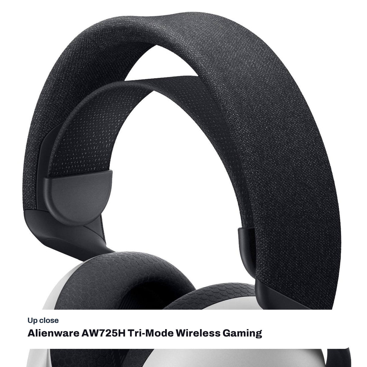 Alienware AW725H Tri-Mode Wireless Gaming Headset - Lunar Light, close-up detail