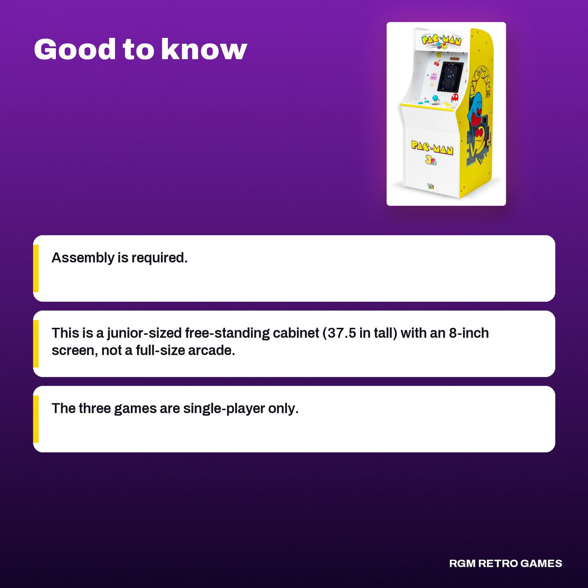 Arcade Classics Pac-Man Jr. Series Arcade Game (Pac-Man Junior Arcade), good to know before you buy