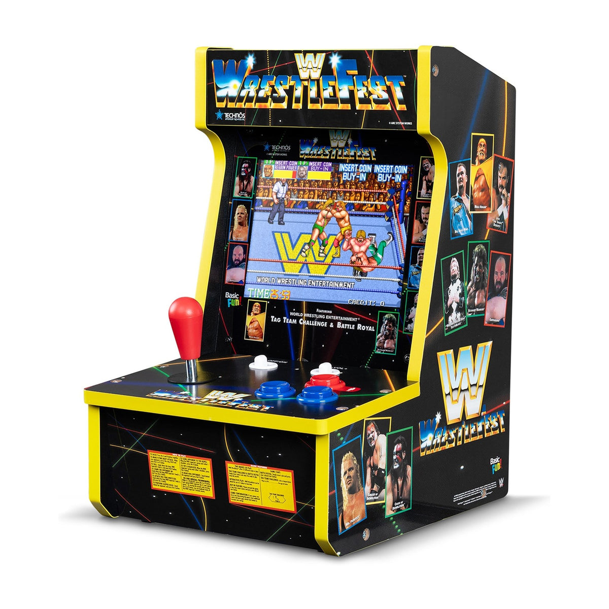 Arcade Classics WWE Counter Series Arcade Game with 8" Screen & 4 Games, front view on a white background