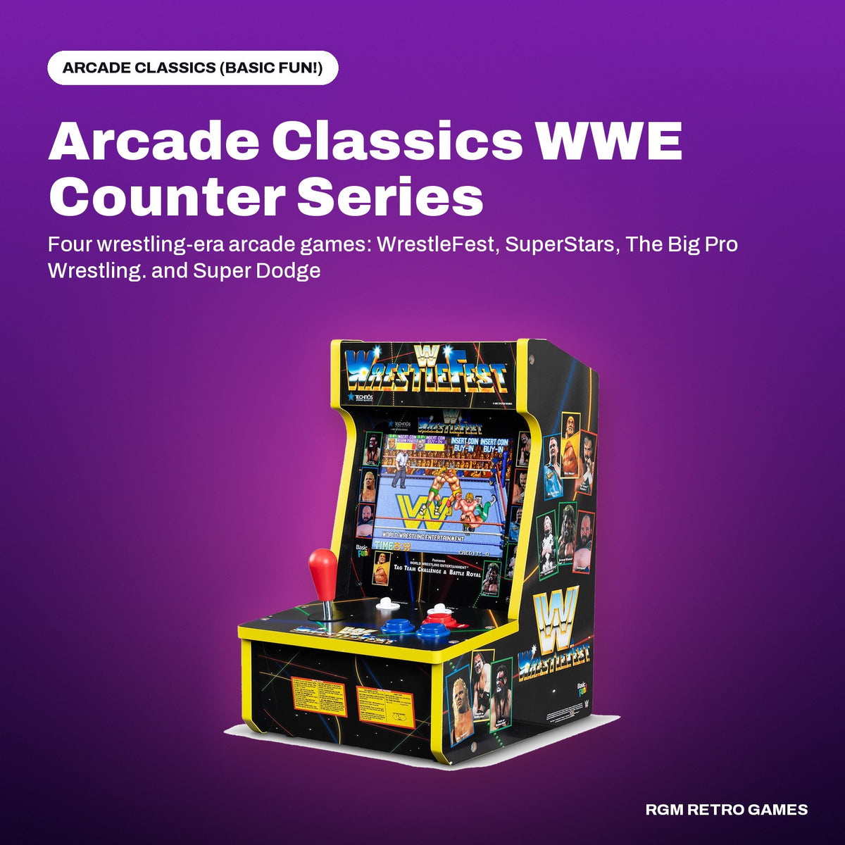 Arcade Classics WWE Counter Series Arcade Game with 8" Screen & 4 Games in a Arcade Classics (Basic Fun!) color scene