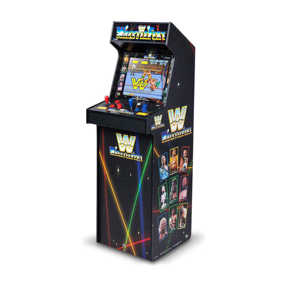 Arcade Classics WWE WrestleFest Ultra Series Arcade Machine, front view on a white background