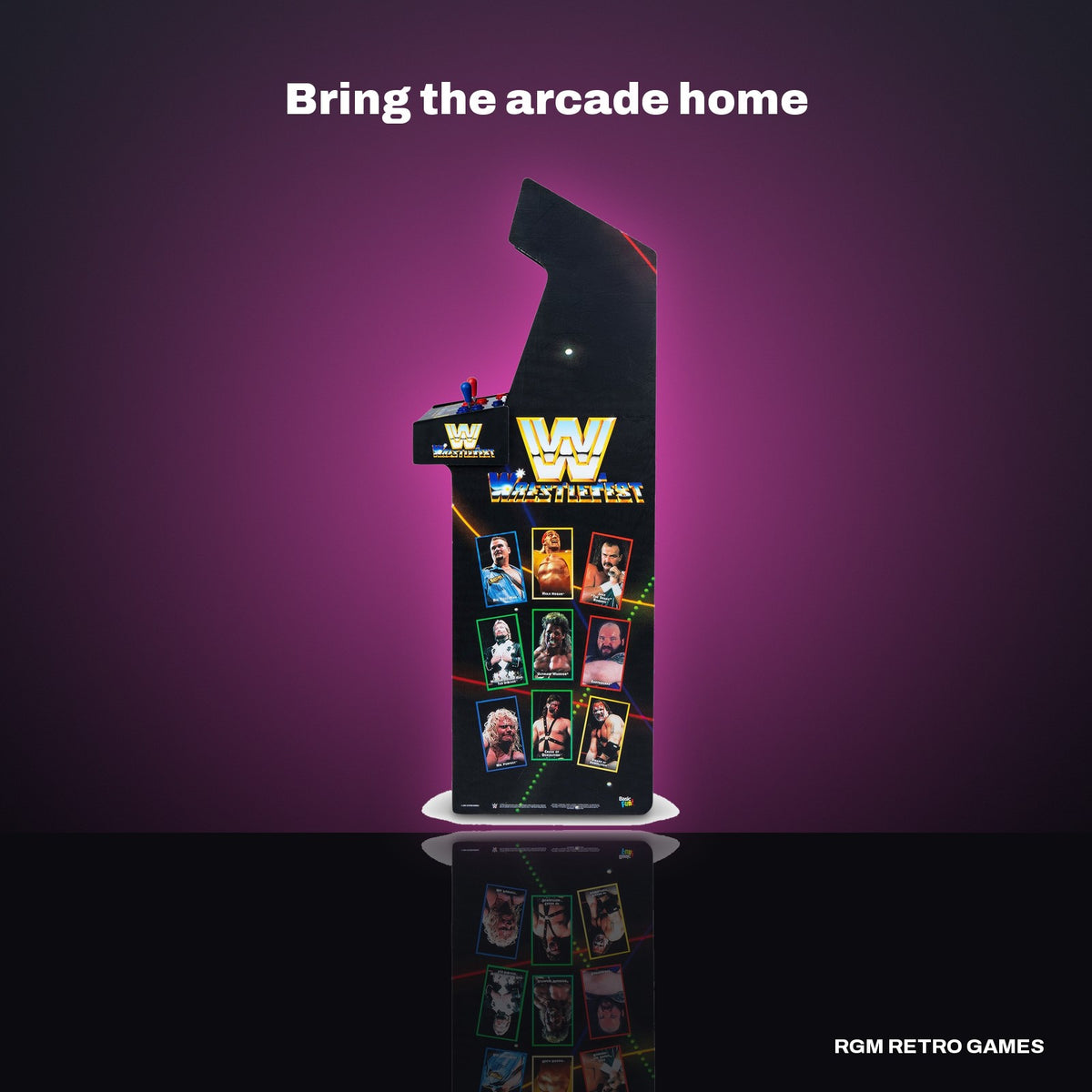 Arcade Classics WWE WrestleFest Ultra Series Arcade Machine in a dark studio setting