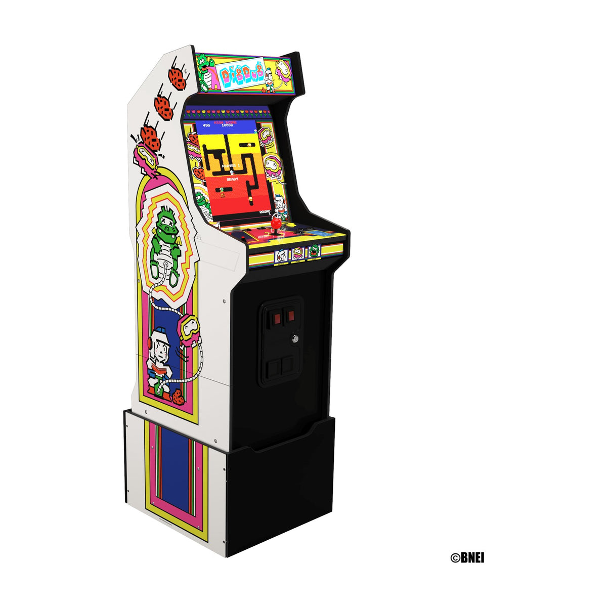 Arcade1Up Bandai Namco Legacy Edition Arcade Machine, Dig Dug Edition (14 Games), front view on a white background
