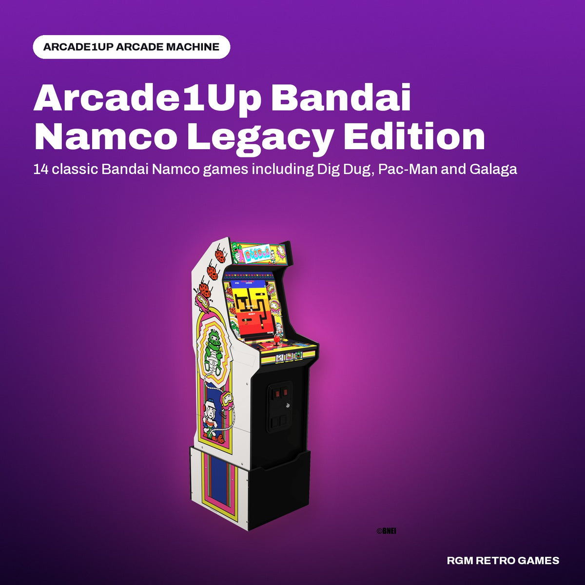 Arcade1Up Bandai Namco Legacy Edition Arcade Machine, Dig Dug Edition (14 Games) in a Arcade1Up color scene