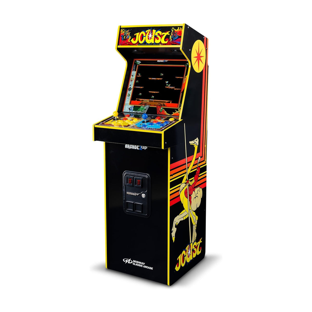 Arcade1Up Joust & Rampage Deluxe Arcade Machine (14 Midway Games), front view on a white background