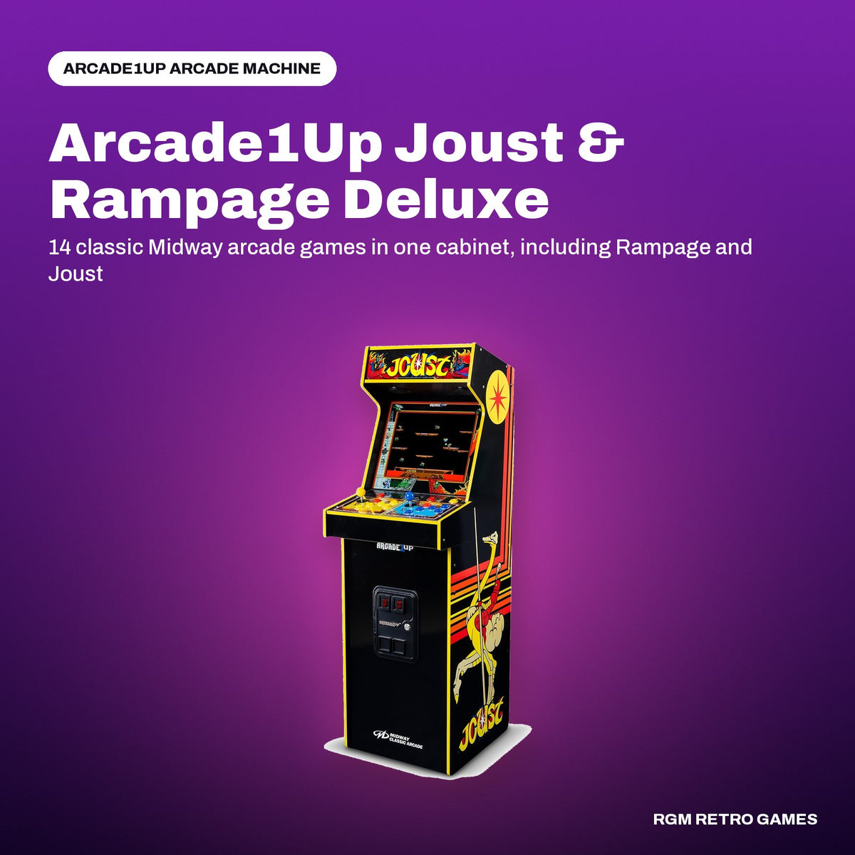 Arcade1Up Joust & Rampage Deluxe Arcade Machine (14 Midway Games) in a Arcade1Up color scene