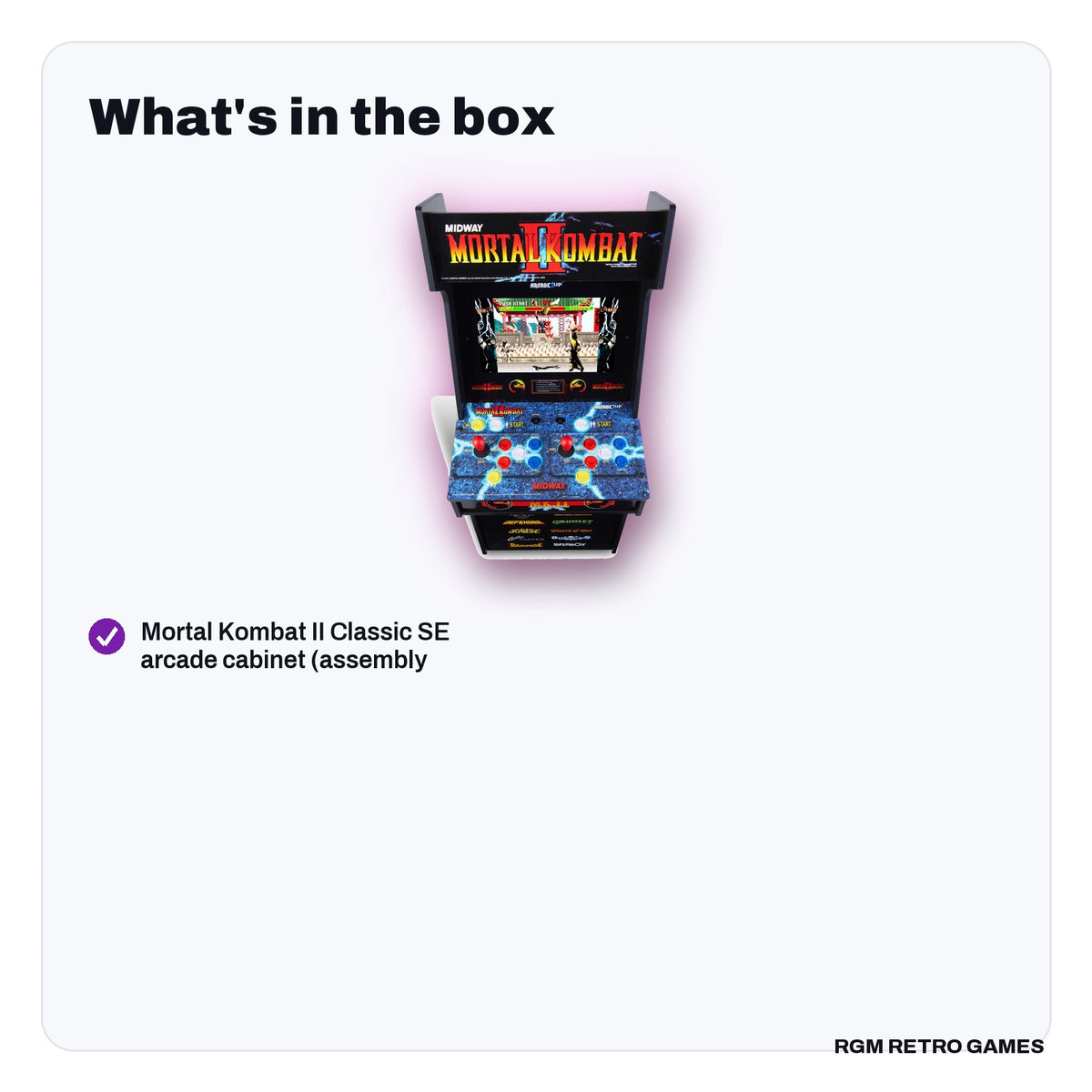 What's in the box with the Arcade1Up Mortal Kombat II Classic SE Arcade Machine