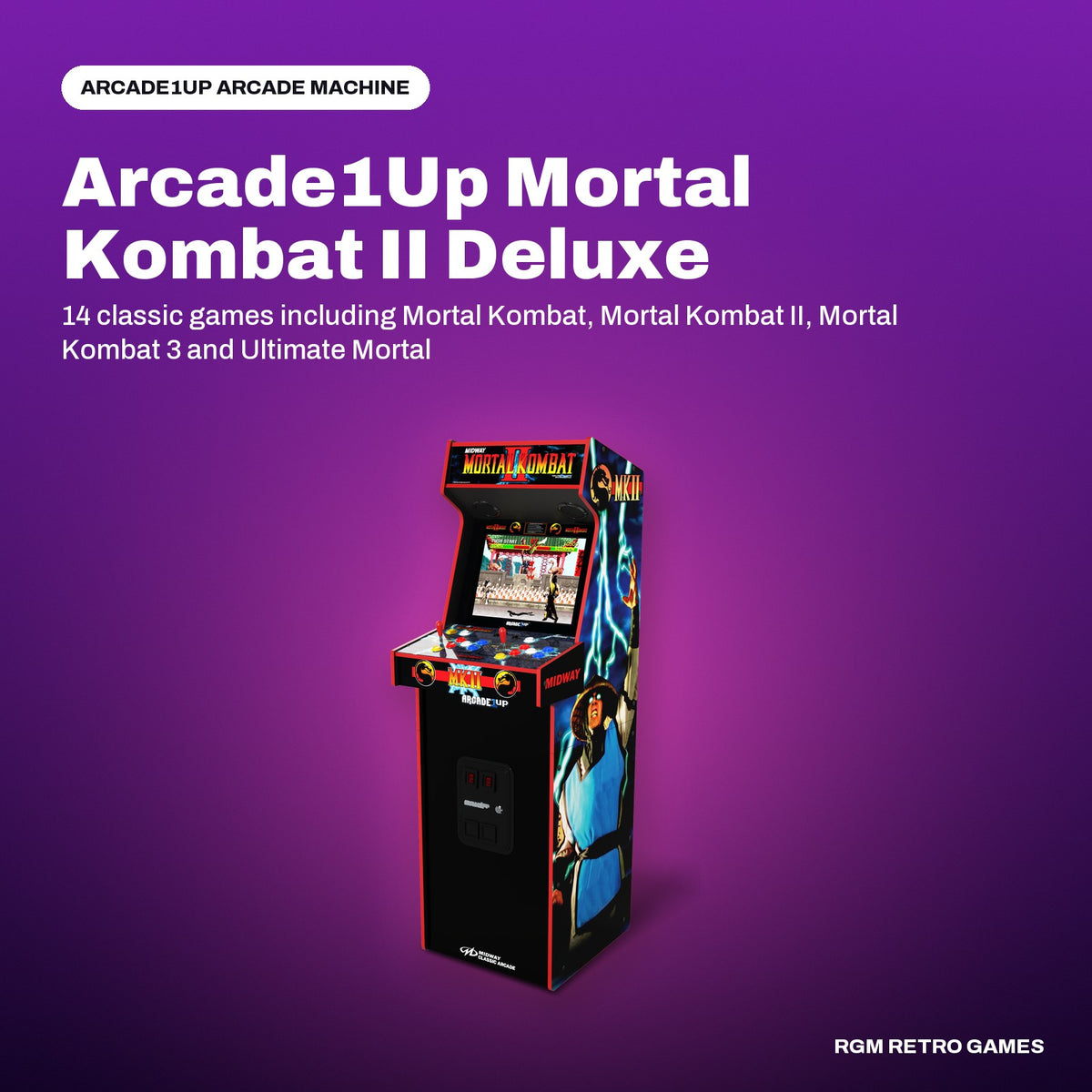 Arcade1Up Mortal Kombat II Deluxe Arcade Machine (14 Games) in a Arcade1Up color scene