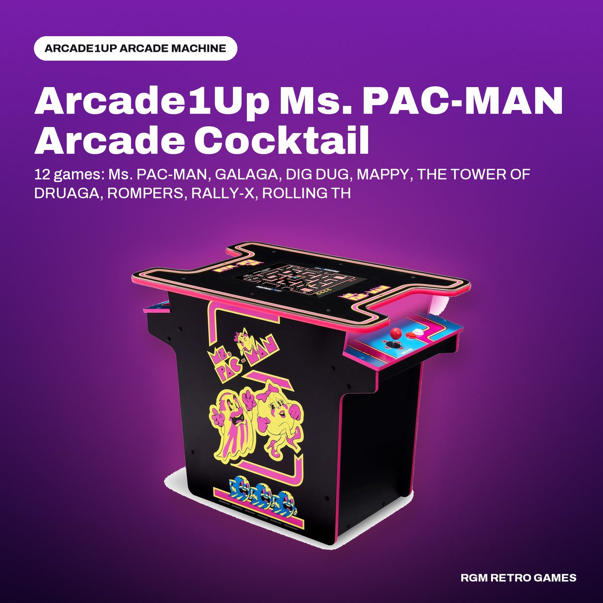 Arcade1Up Ms. PAC-MAN Arcade Cocktail Table in a Arcade1Up color scene