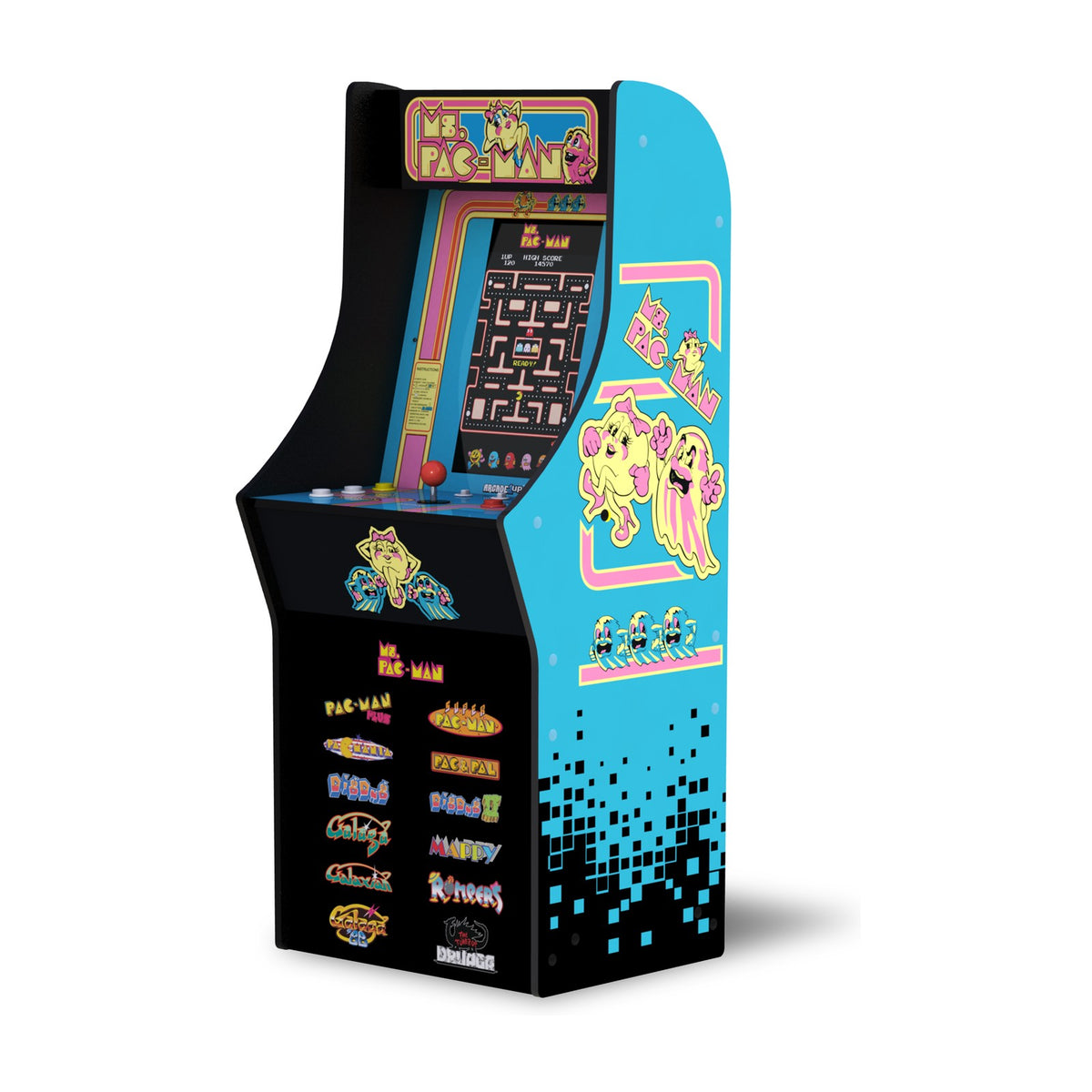 Arcade1Up Ms. PAC-MAN Classic SE Arcade Machine, front view on a white background