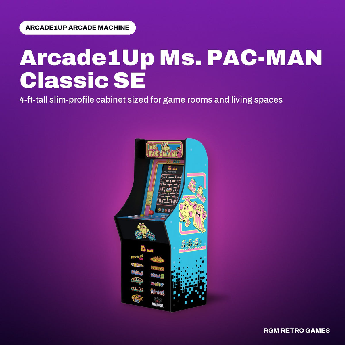 Arcade1Up Ms. PAC-MAN Classic SE Arcade Machine in a Arcade1Up color scene
