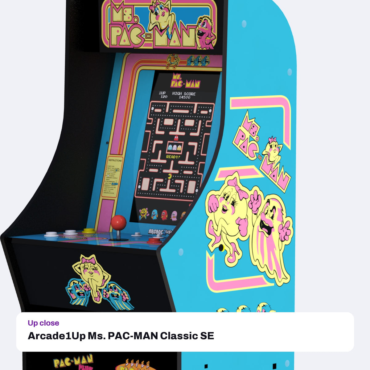 Arcade1Up Ms. PAC-MAN Classic SE Arcade Machine, close-up detail