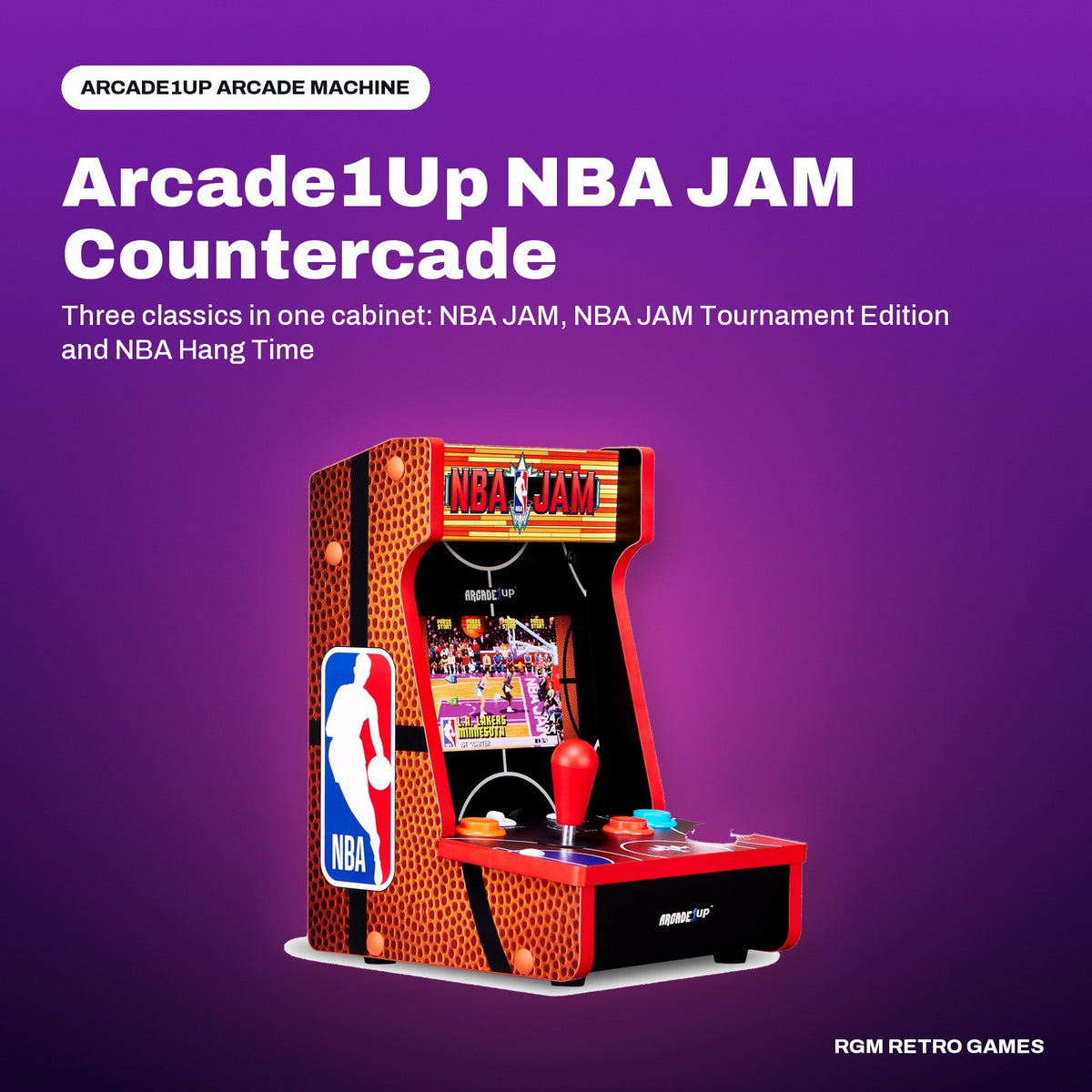 Arcade1Up NBA JAM Countercade (7" LCD, 3 Games, Light-Up Marquee) in a Arcade1Up color scene