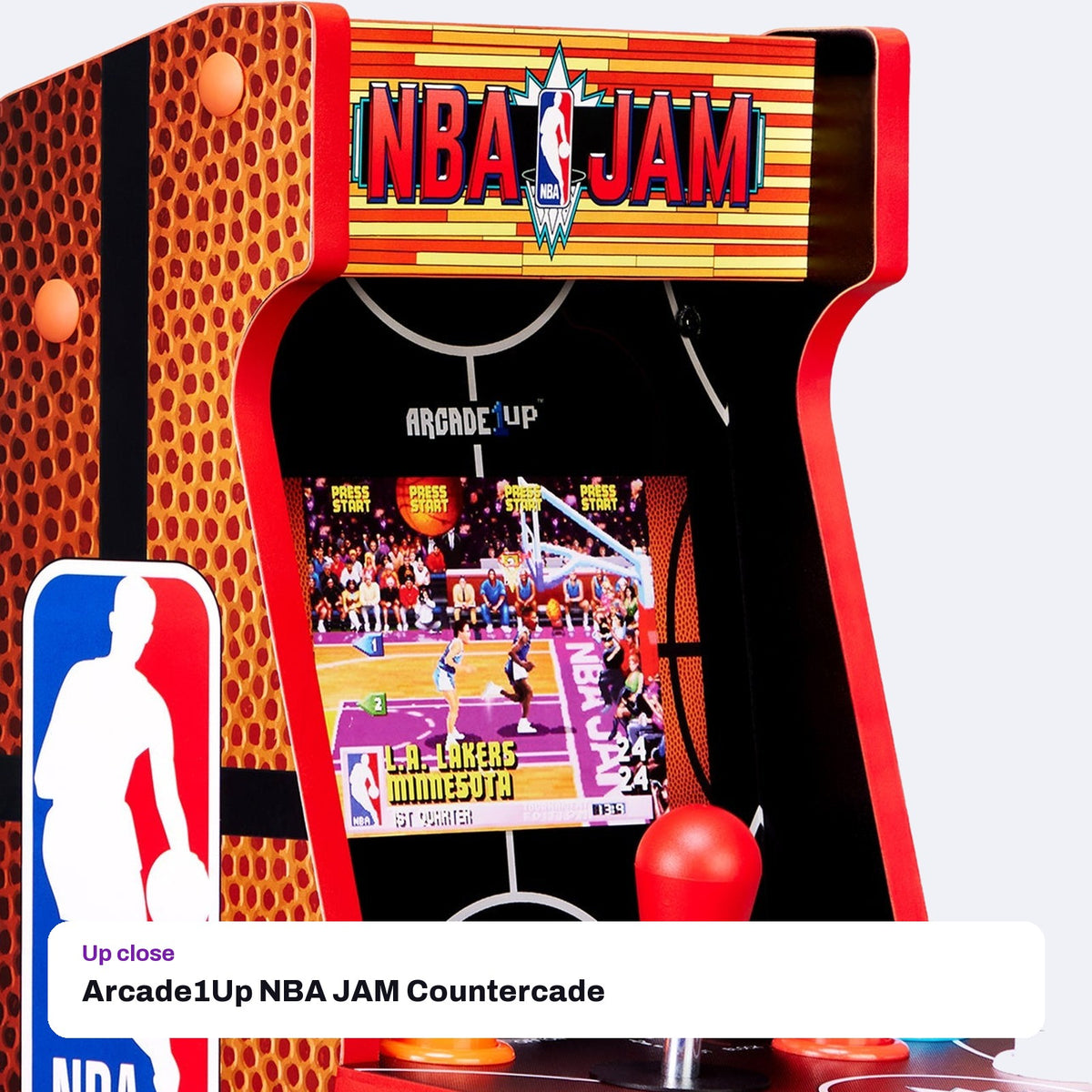 Arcade1Up NBA JAM Countercade (7" LCD, 3 Games, Light-Up Marquee), close-up detail