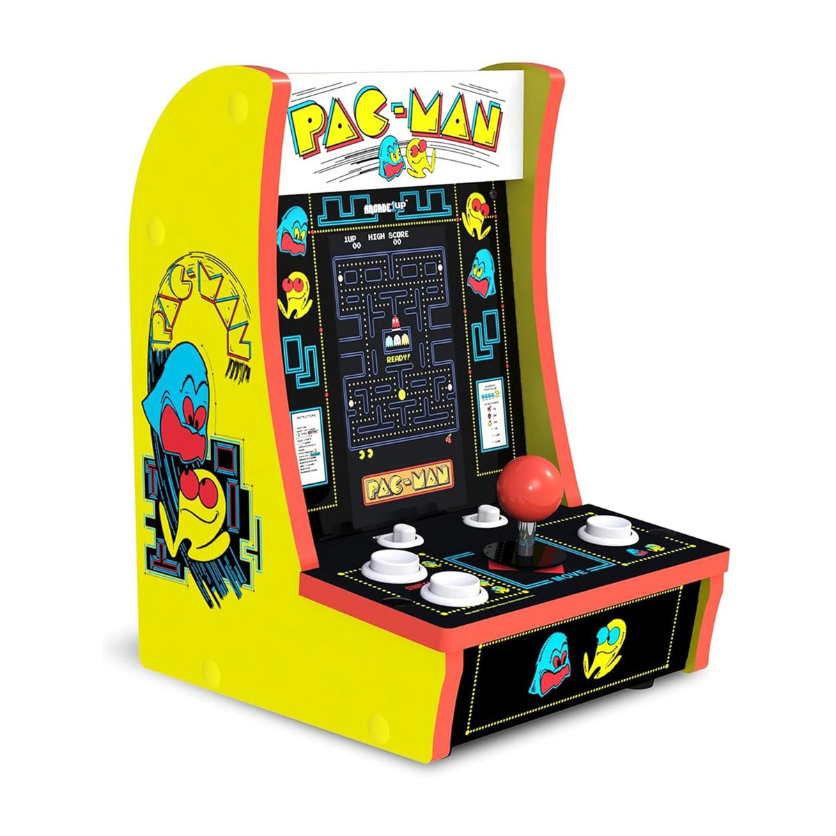 Arcade1Up PAC-MAN Countercade (3 games, 7-inch screen), front view on a white background