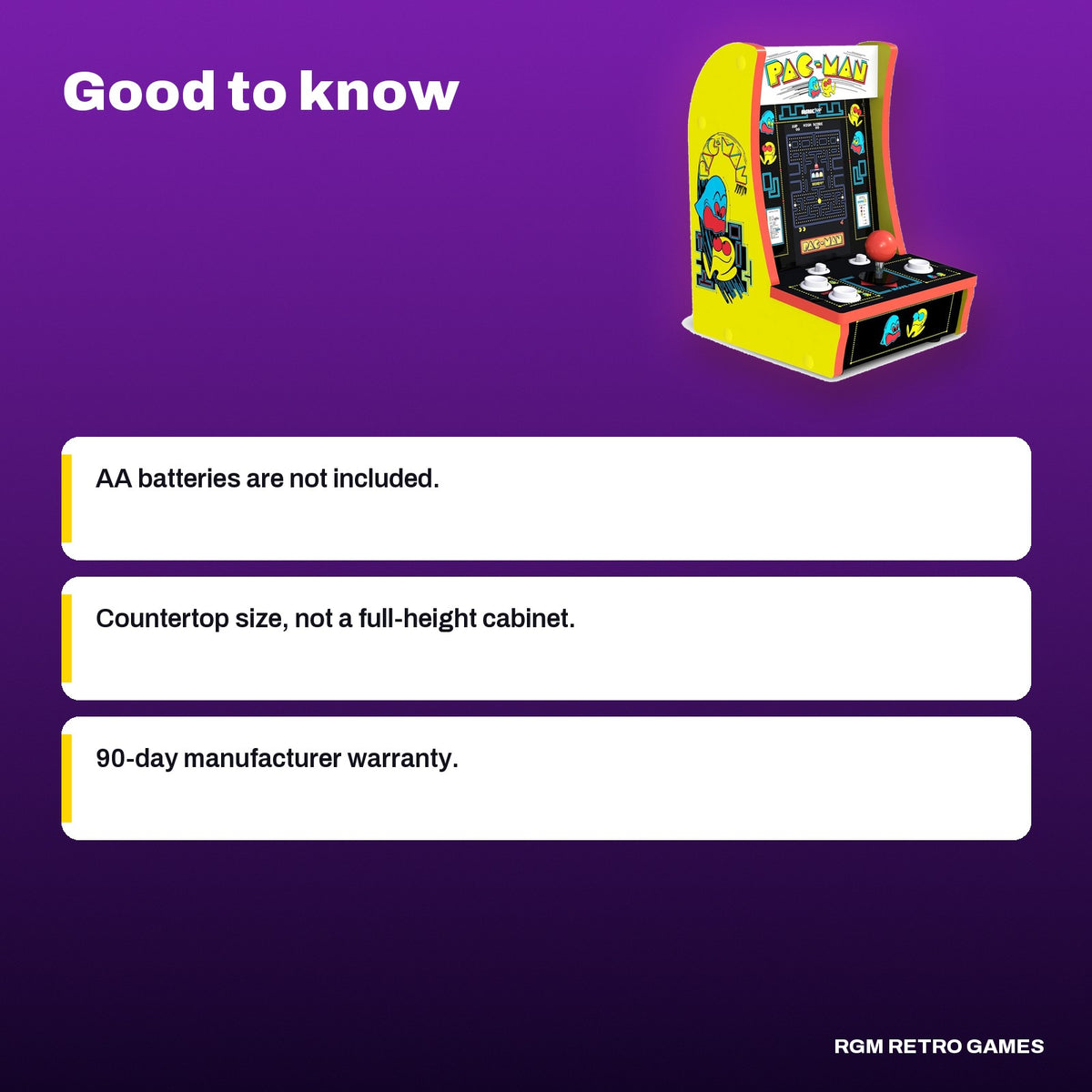Arcade1Up PAC-MAN Countercade (3 games, 7-inch screen), good to know before you buy