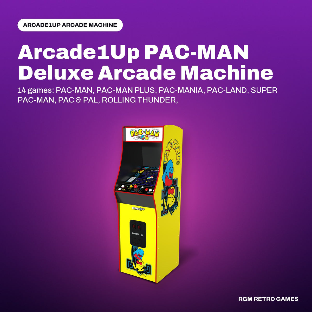 Arcade1Up PAC-MAN Deluxe Arcade Machine in a Arcade1Up color scene