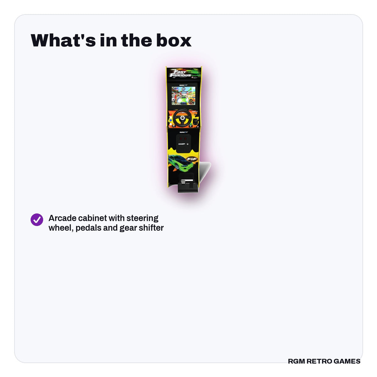 What's in the box with the Arcade1Up The Fast & The Furious Deluxe Arcade Machine