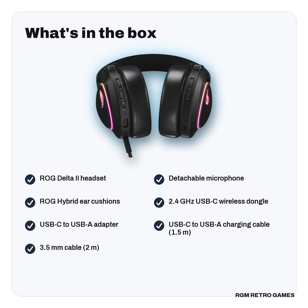 What's in the box with the ASUS ROG Delta II Wireless Gaming Headset - Black