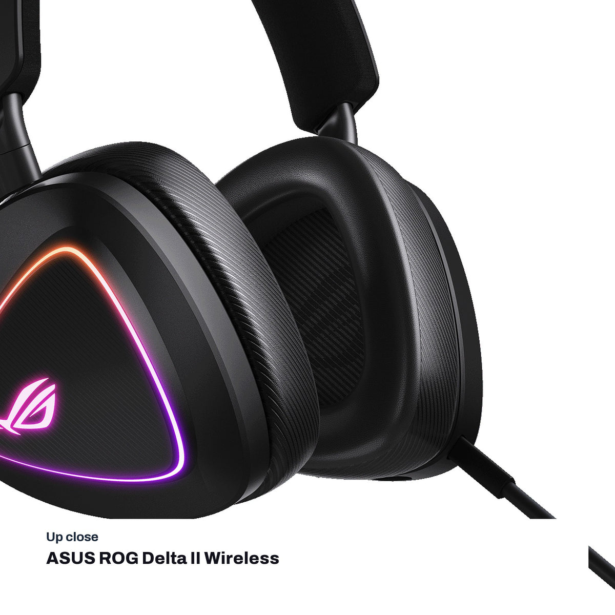ASUS ROG Delta II Wireless Gaming Headset - Black, close-up detail